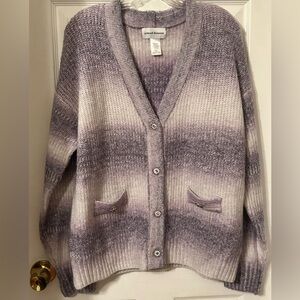 NWT Alfred Dunner Large Lavender Ombre Cardigan with Beautiful Buttons
